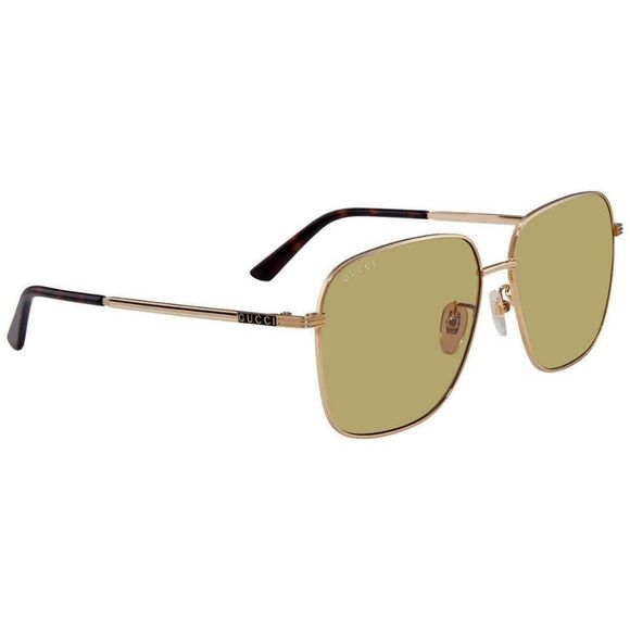 NEW Gucci Yellow and Gold Square Men's Sunglasses - Picture 1 of 4